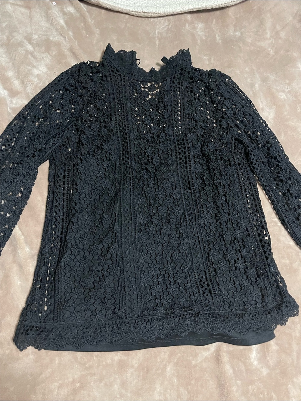 Black crcocet Long-Sleeve with Camisole Top